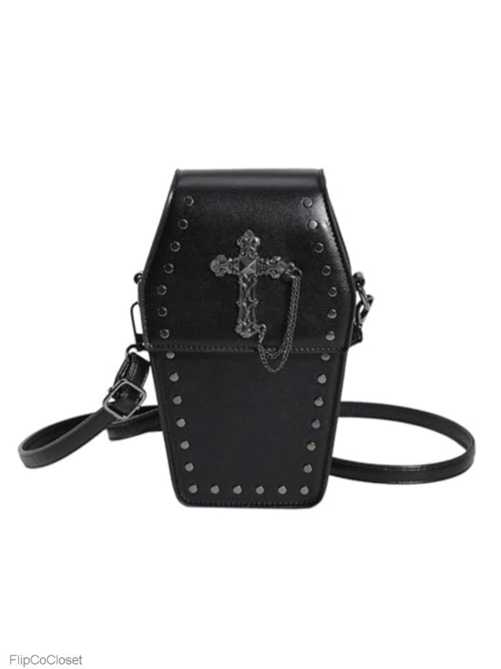 Coffin Crossbody Bag Faux Leather Halloween Goth Clutch